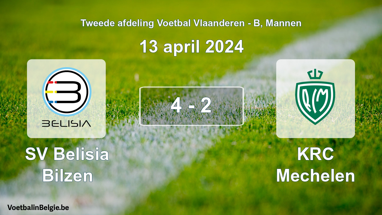 Gespeelde wedstrijd mannenvoetbal: SV Belisia Bilzen - KRC Mechelen 4 - 2 (13 april 2024)