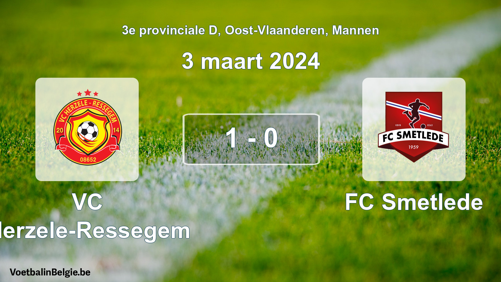 Gespeelde wedstrijd mannenvoetbal: VC Herzele-Ressegem - FC Smetlede 1 - 0 (3 maart 2024)