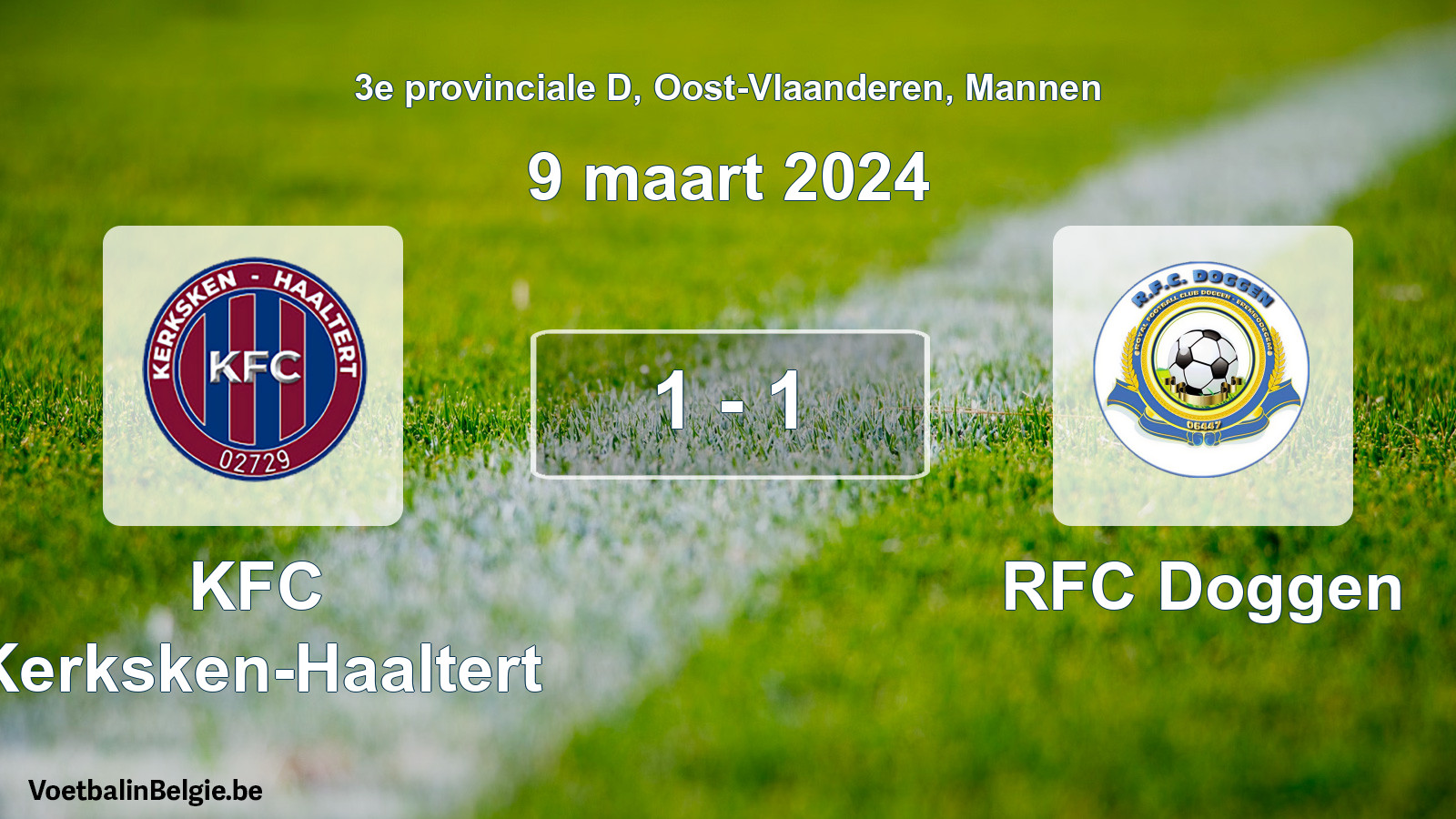 Gespeelde wedstrijd mannenvoetbal: KFC Kerksken-Haaltert - RFC Doggen 1 - 1 (9 maart 2024)
