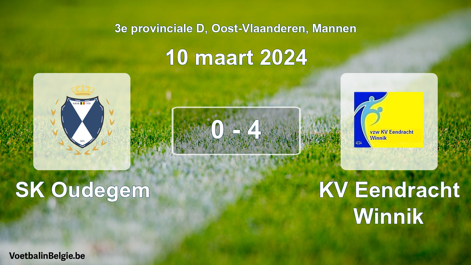 Played match men football: SK Oudegem - KV Eendracht Winnik 0 - 4 (10 March 2024)