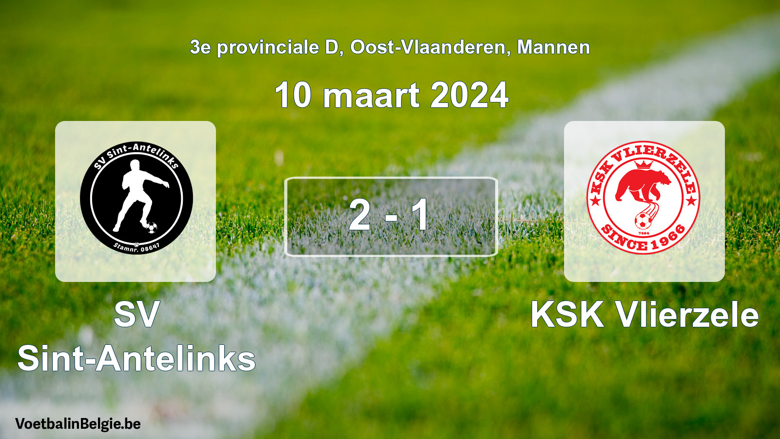 Gespeelde wedstrijd mannenvoetbal: SV Sint-Antelinks - KSK Vlierzele 2 - 1 (10 maart 2024)