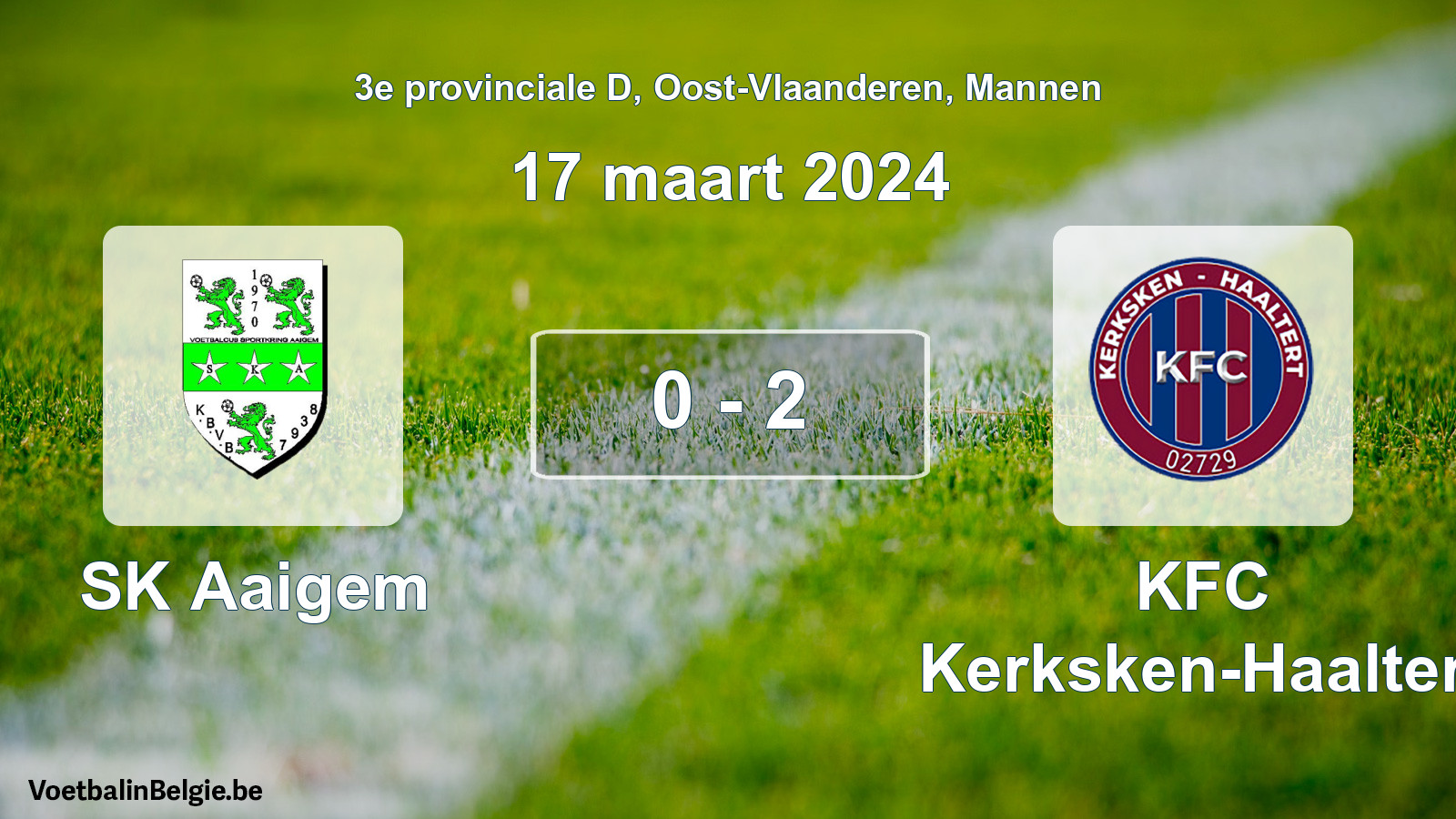Gespeelde wedstrijd mannenvoetbal: SK Aaigem - KFC Kerksken-Haaltert 0 - 2 (17 maart 2024)