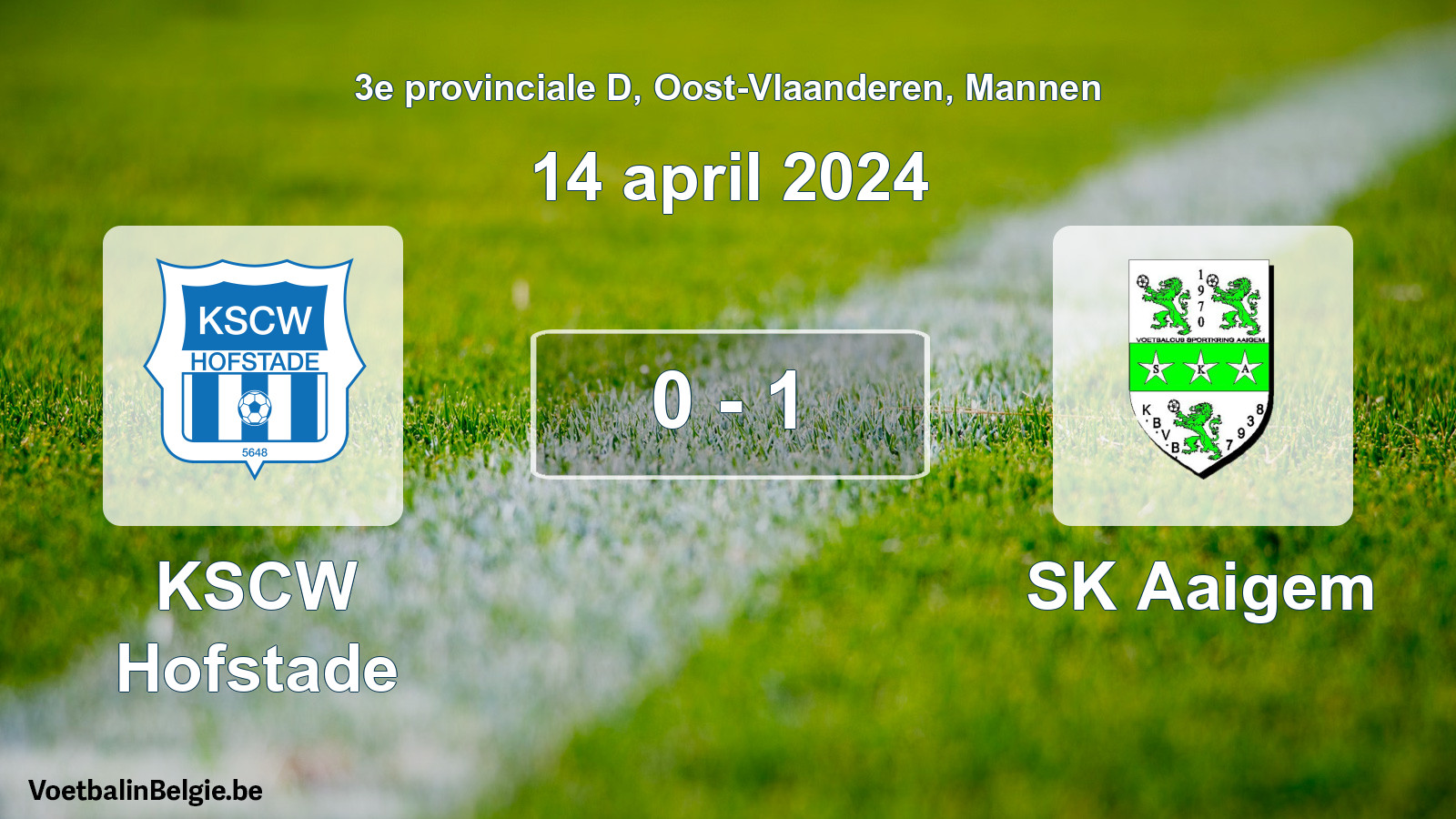Gespeelde wedstrijd mannenvoetbal: KSCW Hofstade - SK Aaigem 0 - 1 (14 april 2024)