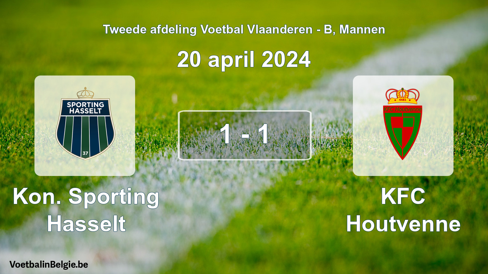 Gespeelde wedstrijd mannenvoetbal: Kon. Sporting Hasselt - KFC Houtvenne 1 - 1 (20 april 2024)