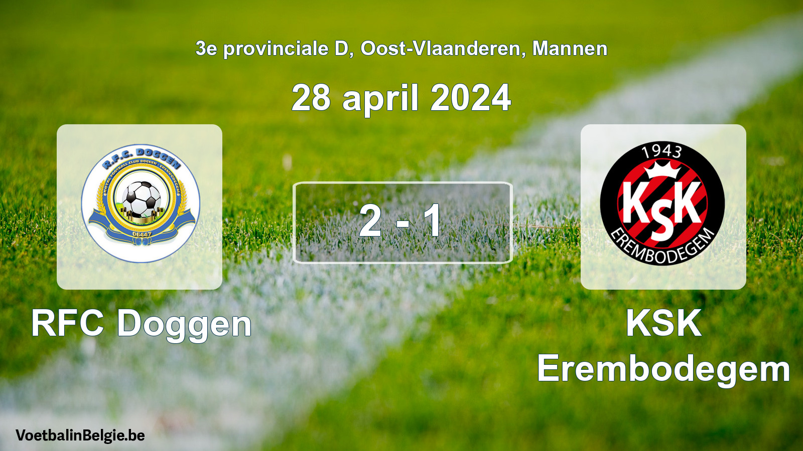 Gespeelde wedstrijd mannenvoetbal: RFC Doggen - KSK Erembodegem 2 - 1 (28 april 2024)