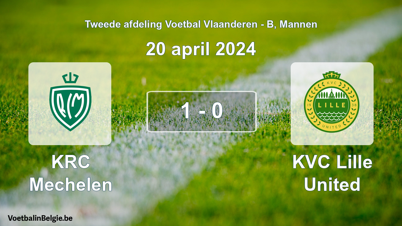 Gespeelde wedstrijd mannenvoetbal: KRC Mechelen - KVC Lille United 1 - 0 (20 april 2024)