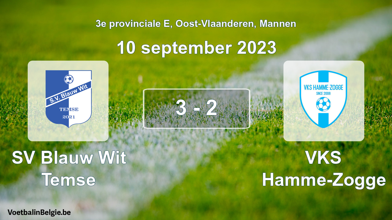 Gespeelde wedstrijd mannenvoetbal: SV Blauw Wit Temse - VKS Hamme-Zogge 3 - 2 (10 september 2023)