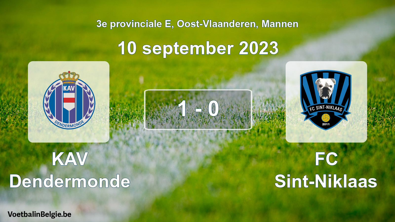 Gespeelde wedstrijd mannenvoetbal: KAV Dendermonde - FC Sint-Niklaas 1 - 0 (10 september 2023)