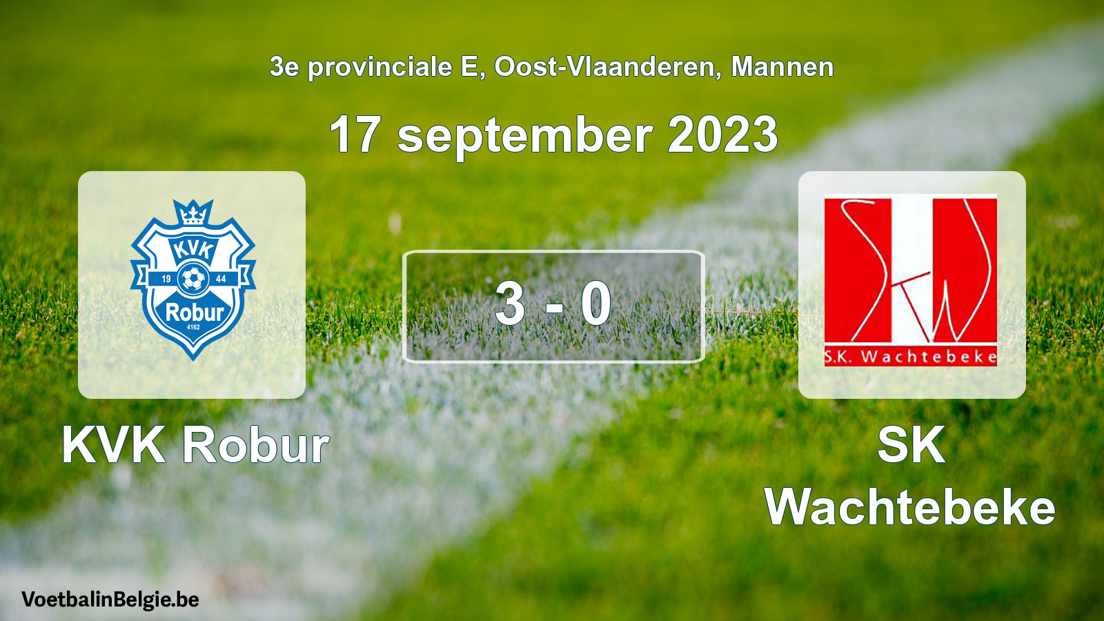 Gespeelde wedstrijd mannenvoetbal: KVK Robur - SK Wachtebeke 3 - 0 (17 september 2023)