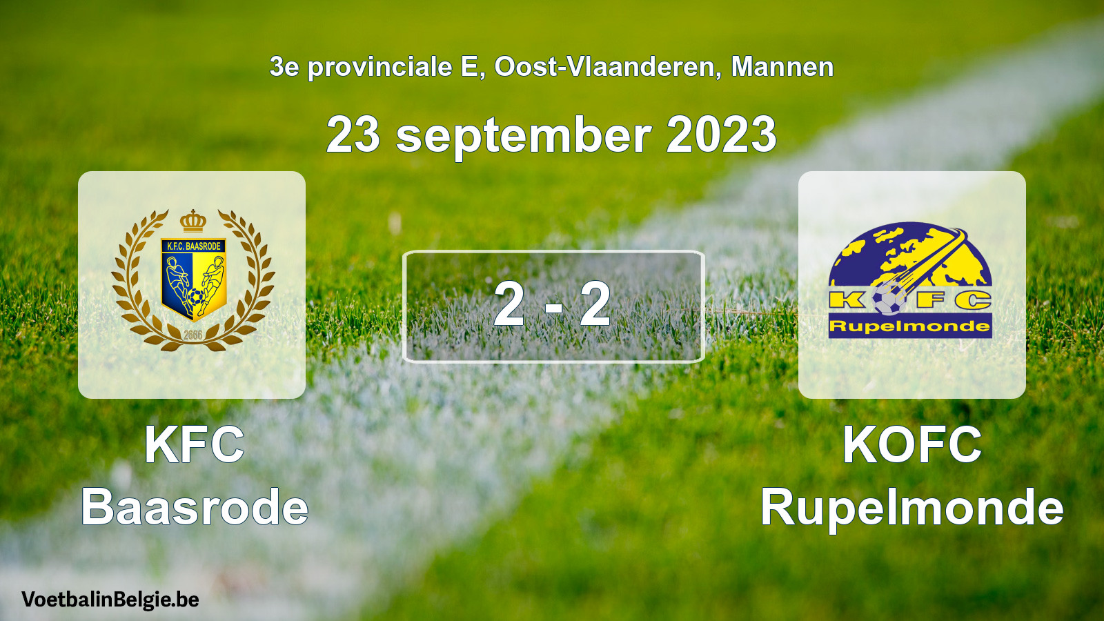 Gespeelde wedstrijd mannenvoetbal: KFC Baasrode - KOFC Rupelmonde 2 - 2 (23 september 2023)