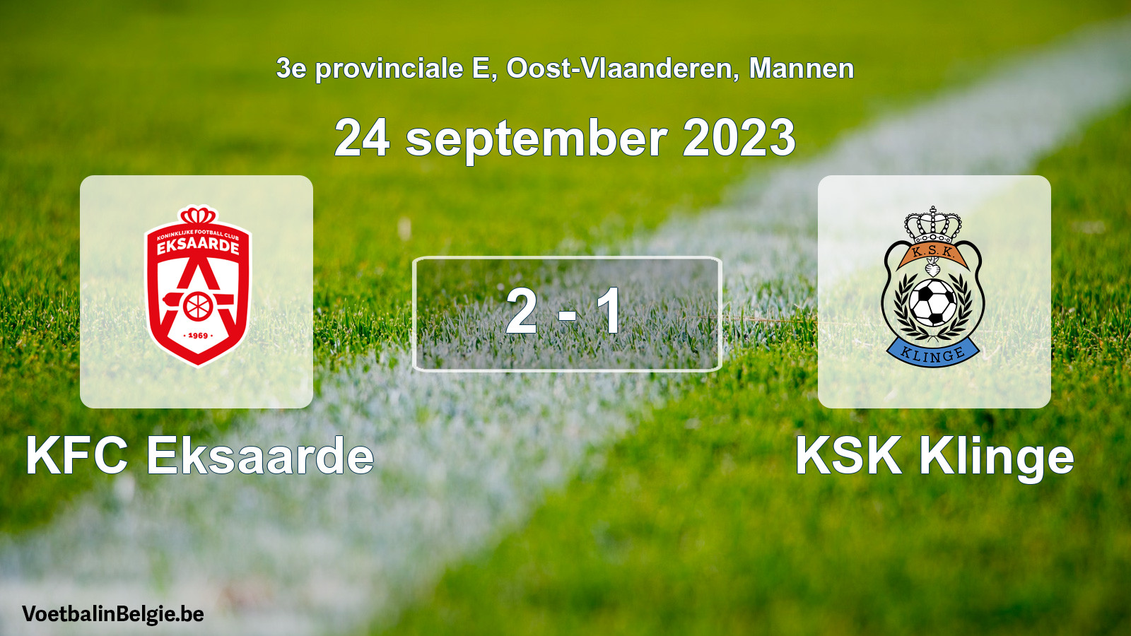 Gespeelde wedstrijd mannenvoetbal: KFC Eksaarde - KSK Klinge 2 - 1 (24 september 2023)