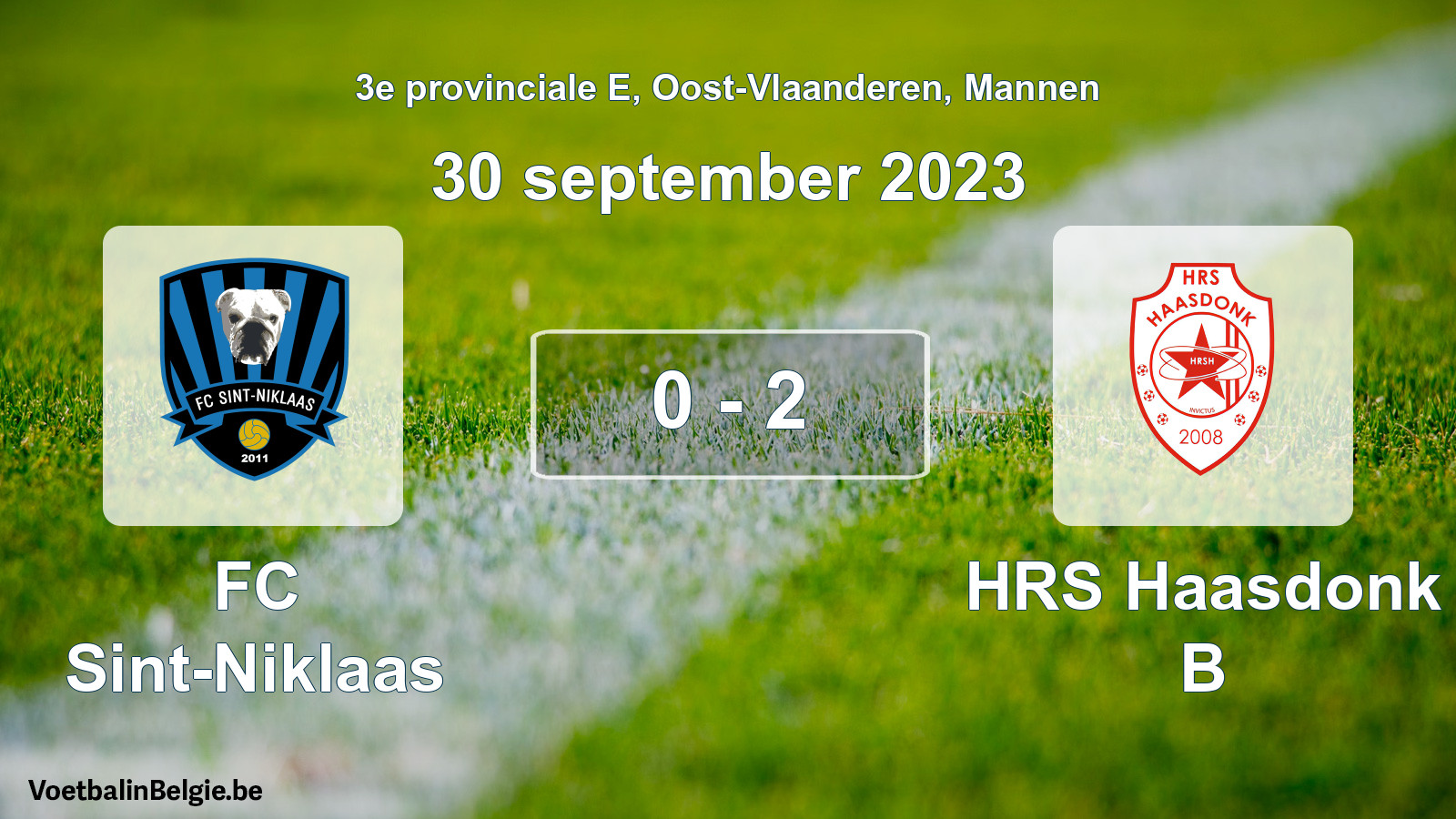Gespeelde wedstrijd mannenvoetbal: FC Sint-Niklaas - HRS Haasdonk B 0 - 2 (30 september 2023)