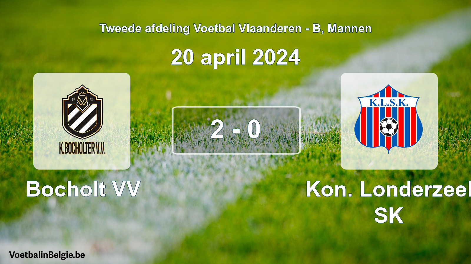 Gespeelde wedstrijd mannenvoetbal: Bocholt VV - Kon. Londerzeel SK 2 - 0 (20 april 2024)