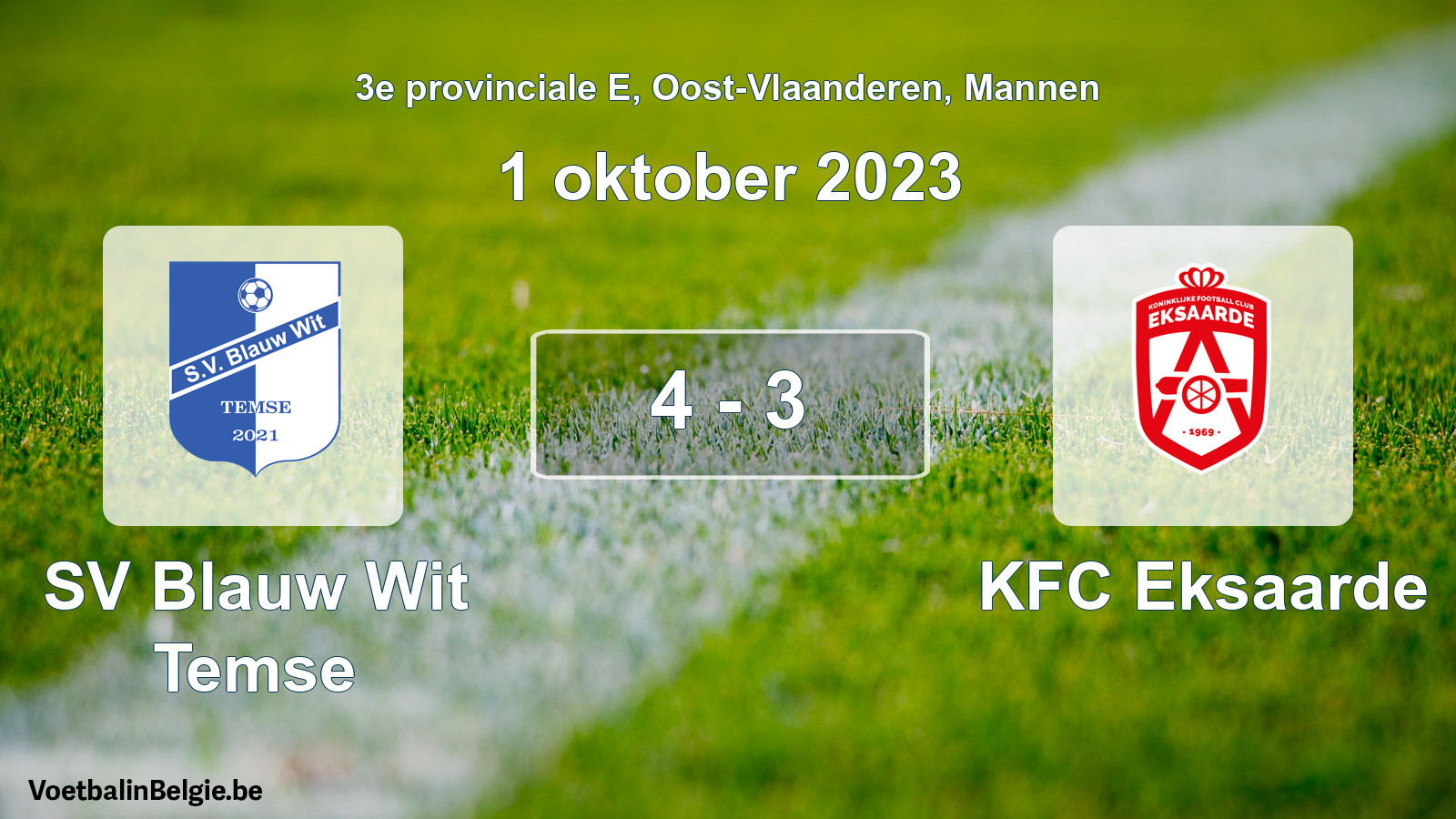 Gespeelde wedstrijd mannenvoetbal: SV Blauw Wit Temse - KFC Eksaarde 4 - 3 (1 oktober 2023)