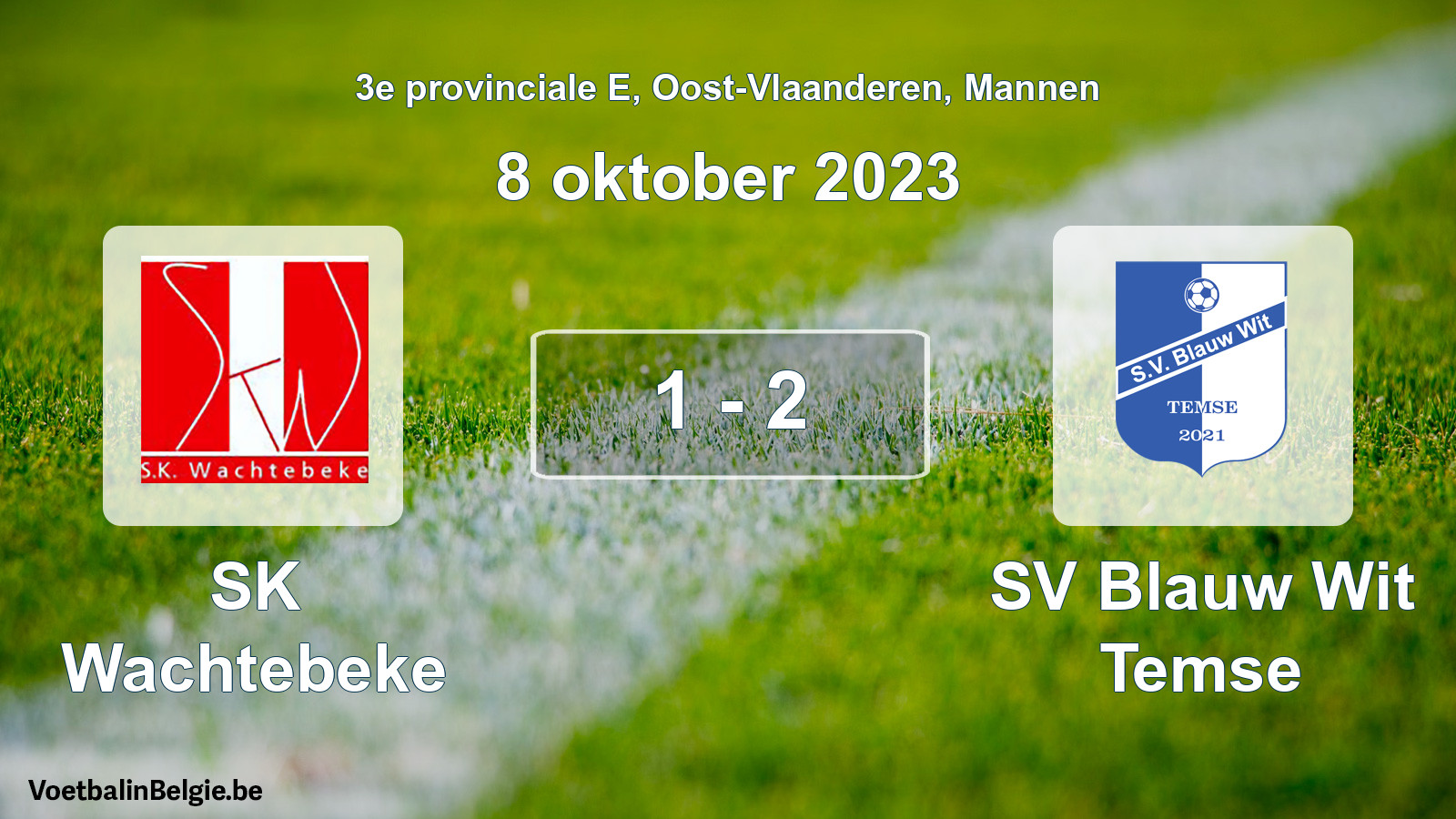Gespeelde wedstrijd mannenvoetbal: SK Wachtebeke - SV Blauw Wit Temse 1 - 2 (8 oktober 2023)