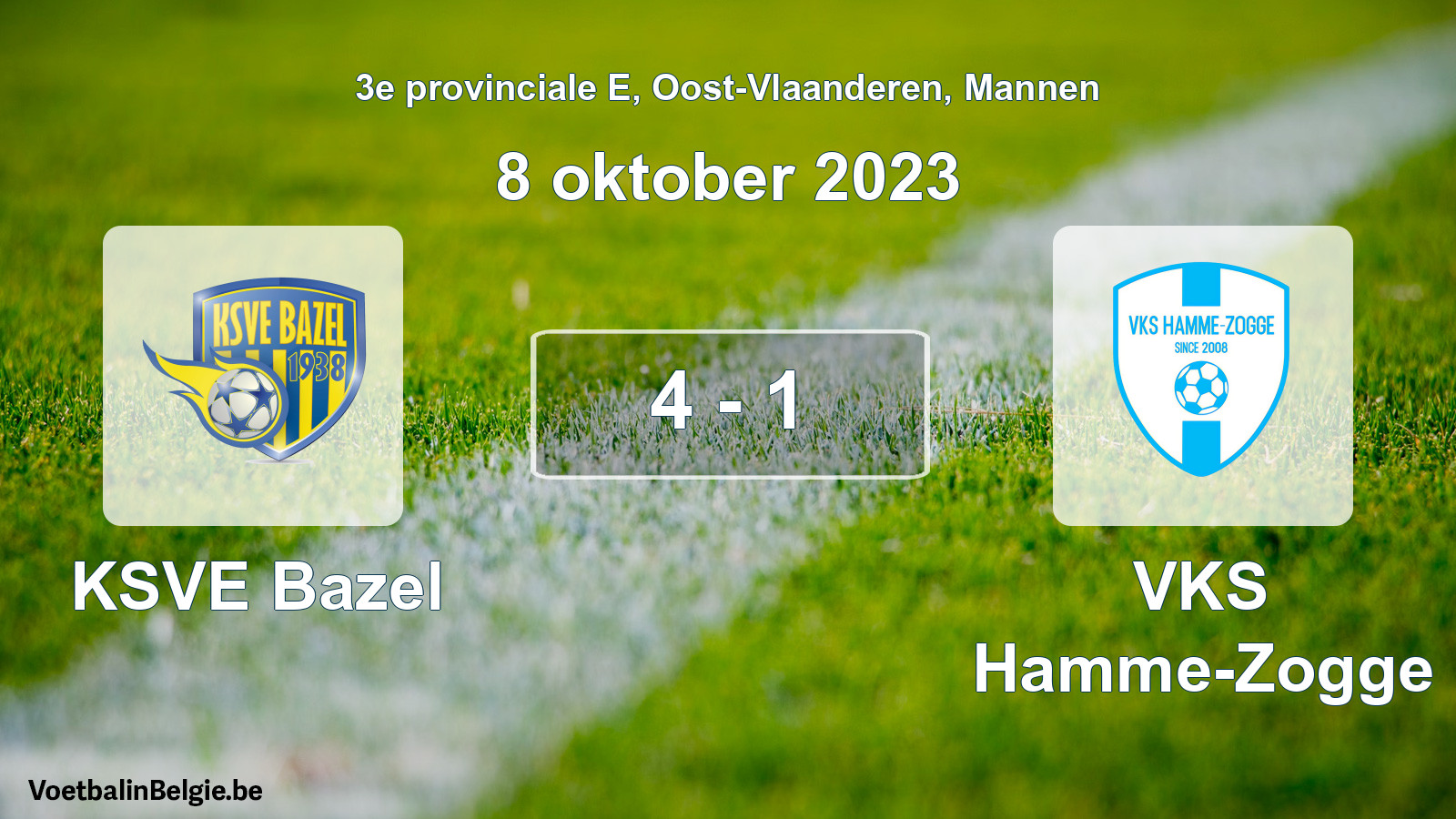 Gespeelde wedstrijd mannenvoetbal: KSVE Bazel - VKS Hamme-Zogge 4 - 1 (8 oktober 2023)