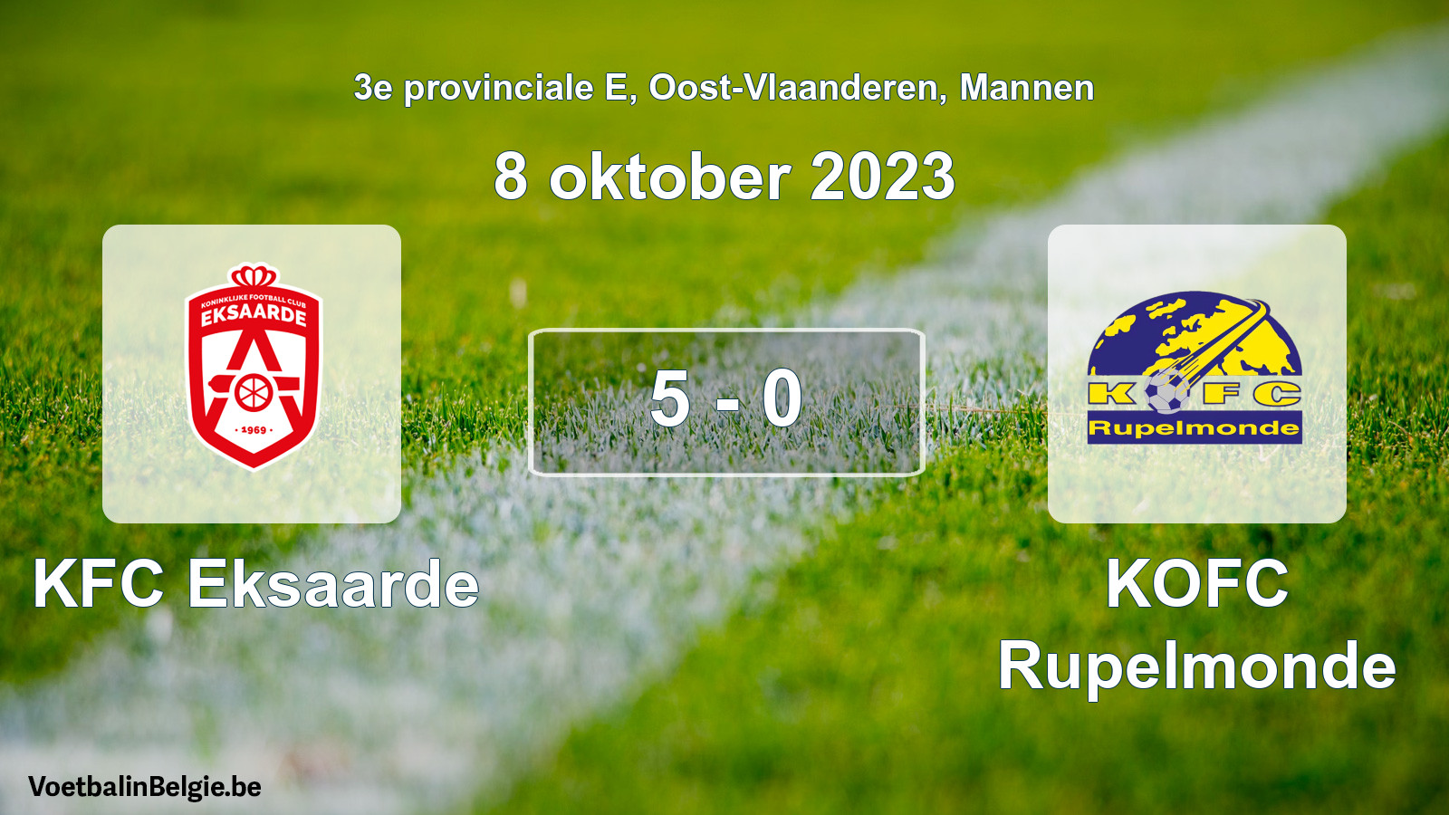 Gespeelde wedstrijd mannenvoetbal: KFC Eksaarde - KOFC Rupelmonde 5 - 0 (8 oktober 2023)