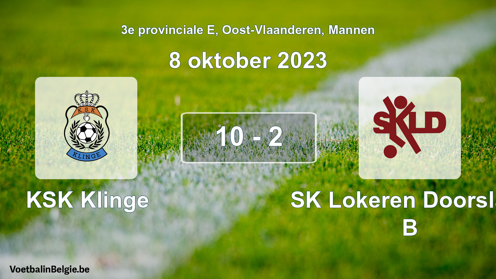 Gespeelde wedstrijd mannenvoetbal: KSK Klinge - SK Lokeren Doorslaar B 10 - 2 (8 oktober 2023)
