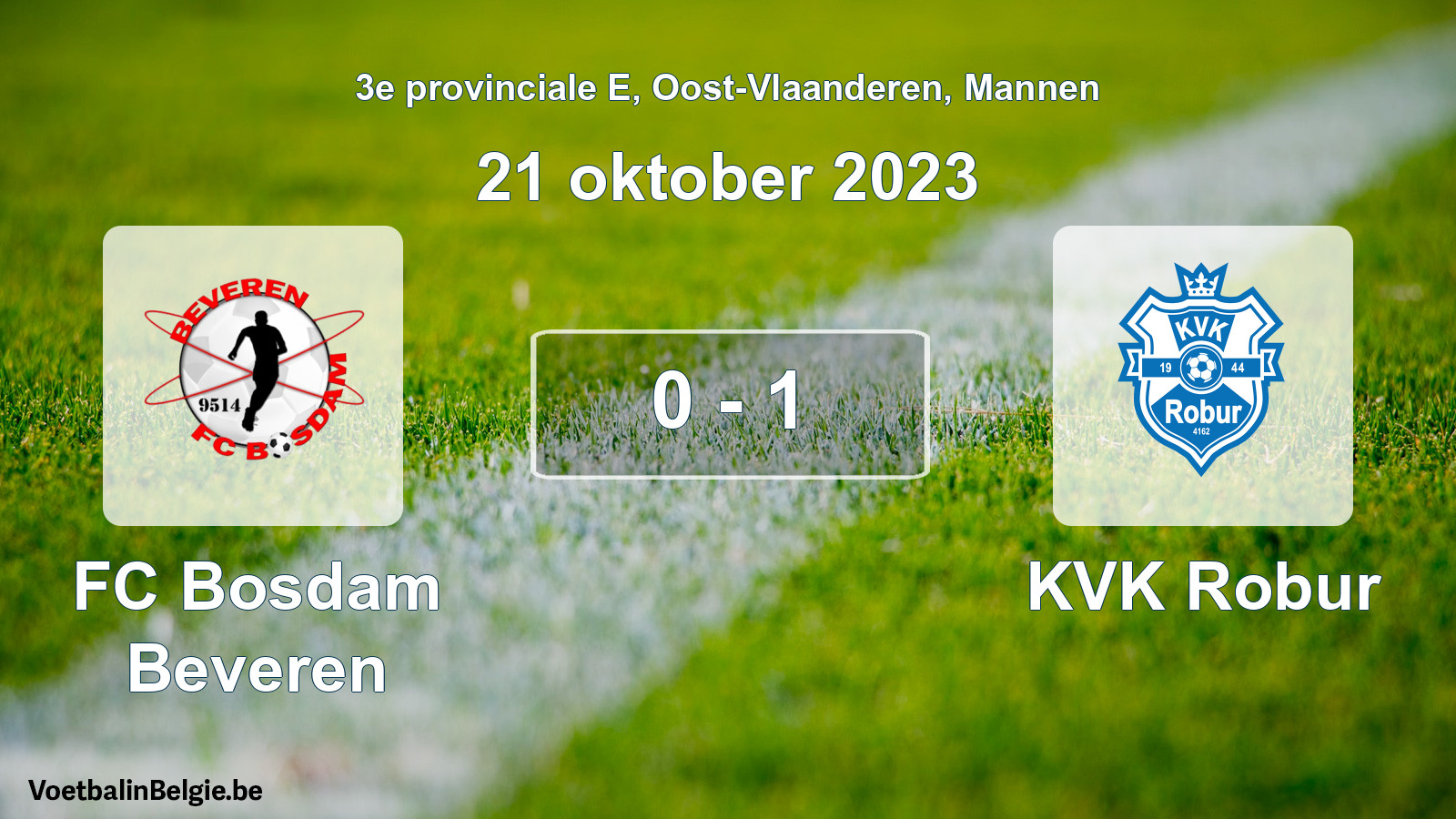 Gespeelde wedstrijd mannenvoetbal: FC Bosdam Beveren - KVK Robur 0 - 1 (21 oktober 2023)