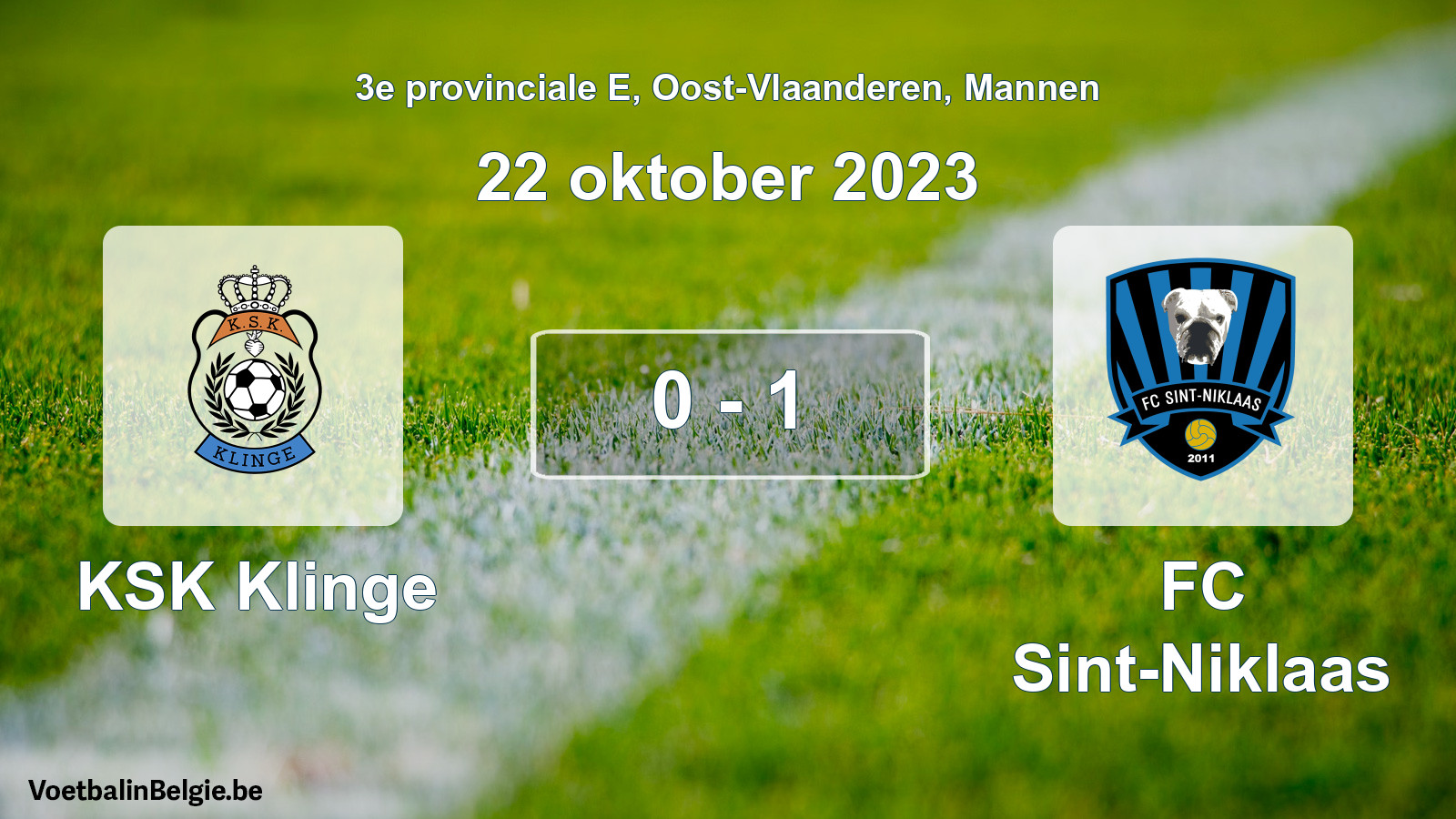 Gespeelde wedstrijd mannenvoetbal: KSK Klinge - FC Sint-Niklaas 0 - 1 (22 oktober 2023)