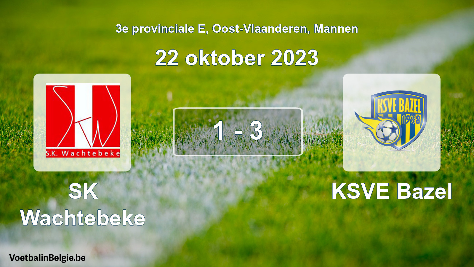 Gespeelde wedstrijd mannenvoetbal: SK Wachtebeke - KSVE Bazel 1 - 3 (22 oktober 2023)