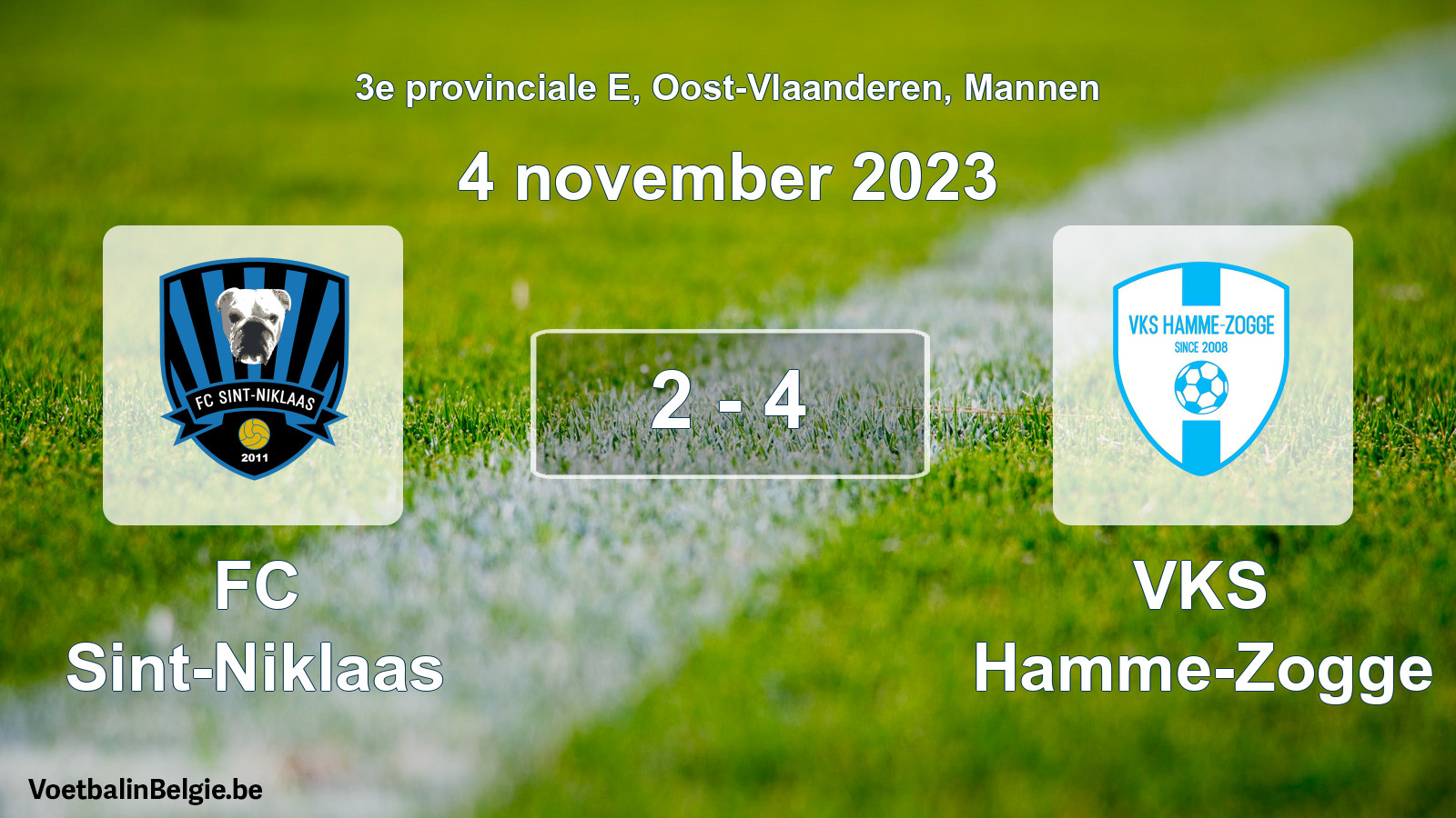 Gespeelde wedstrijd mannenvoetbal: FC Sint-Niklaas - VKS Hamme-Zogge 2 - 4 (4 november 2023)