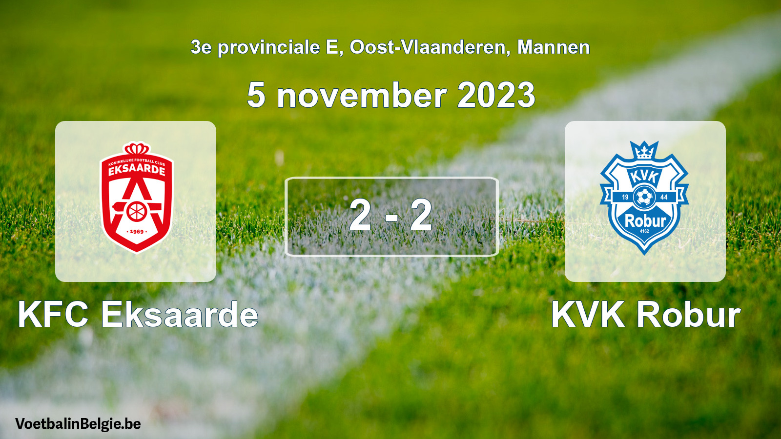 Gespeelde wedstrijd mannenvoetbal: KFC Eksaarde - KVK Robur 2 - 2 (5 november 2023)