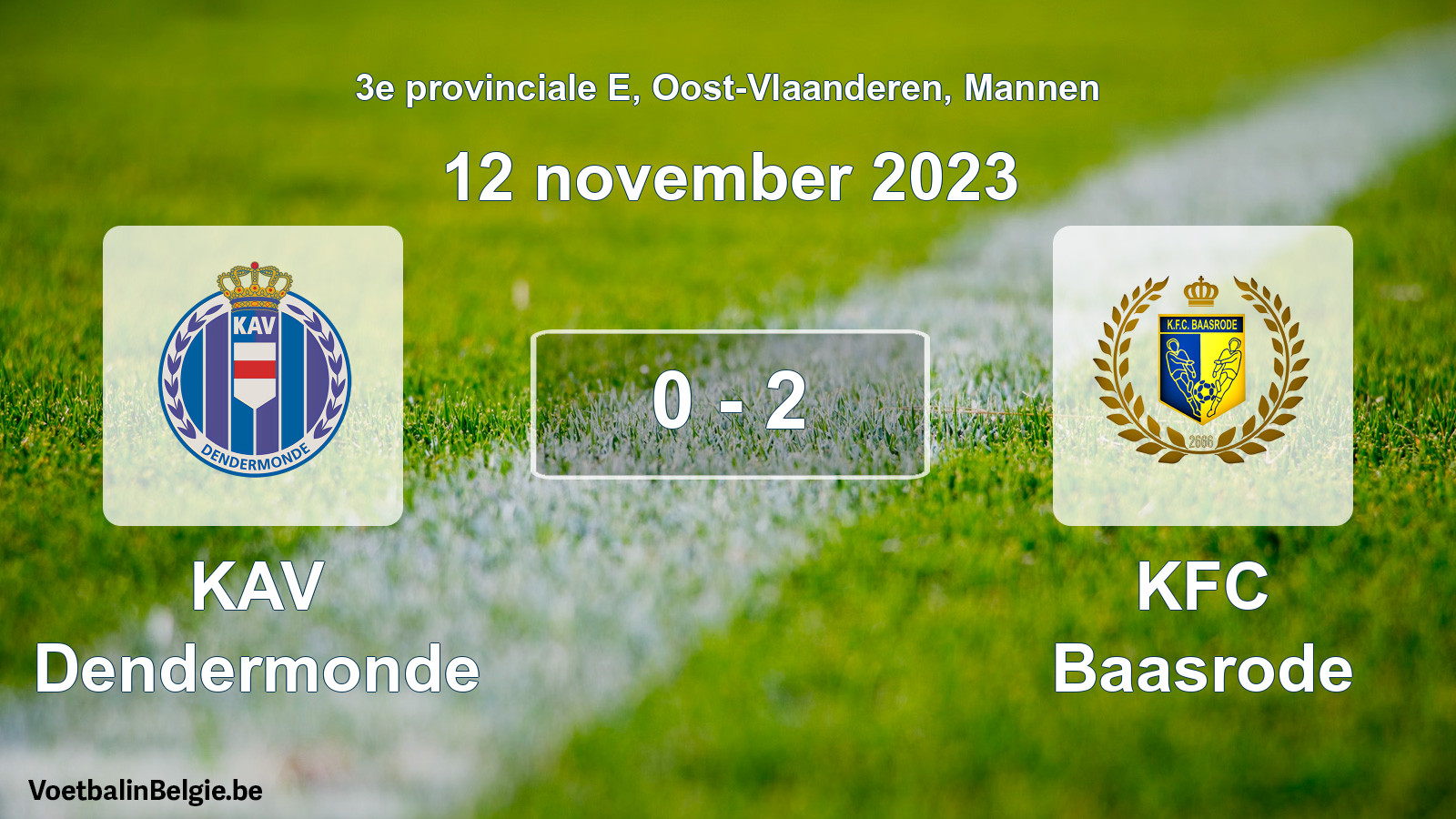 Gespeelde wedstrijd mannenvoetbal: KAV Dendermonde - KFC Baasrode 0 - 2 (12 november 2023)