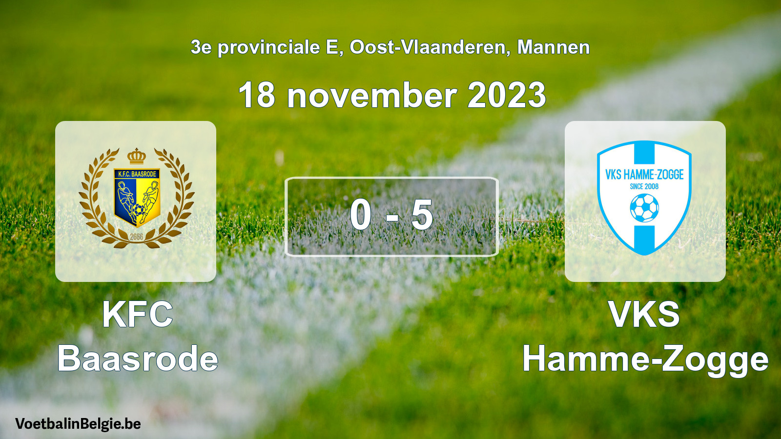 Gespeelde wedstrijd mannenvoetbal: KFC Baasrode - VKS Hamme-Zogge 0 - 5 (18 november 2023)