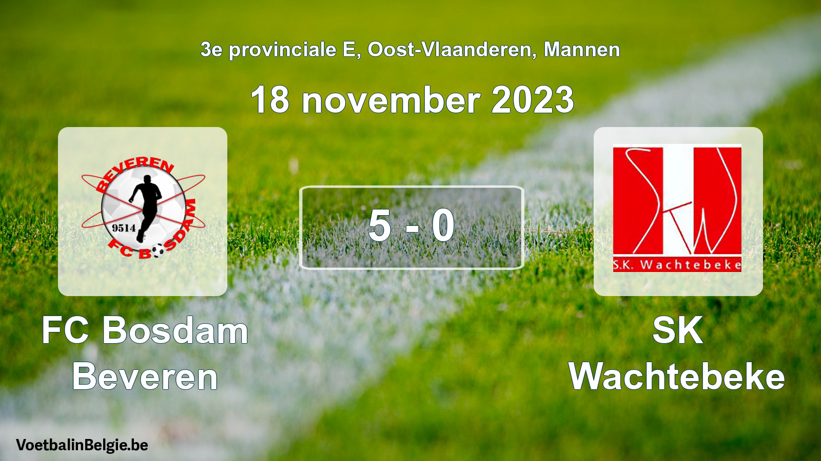 Gespeelde wedstrijd mannenvoetbal: FC Bosdam Beveren - SK Wachtebeke 5 - 0 (18 november 2023)