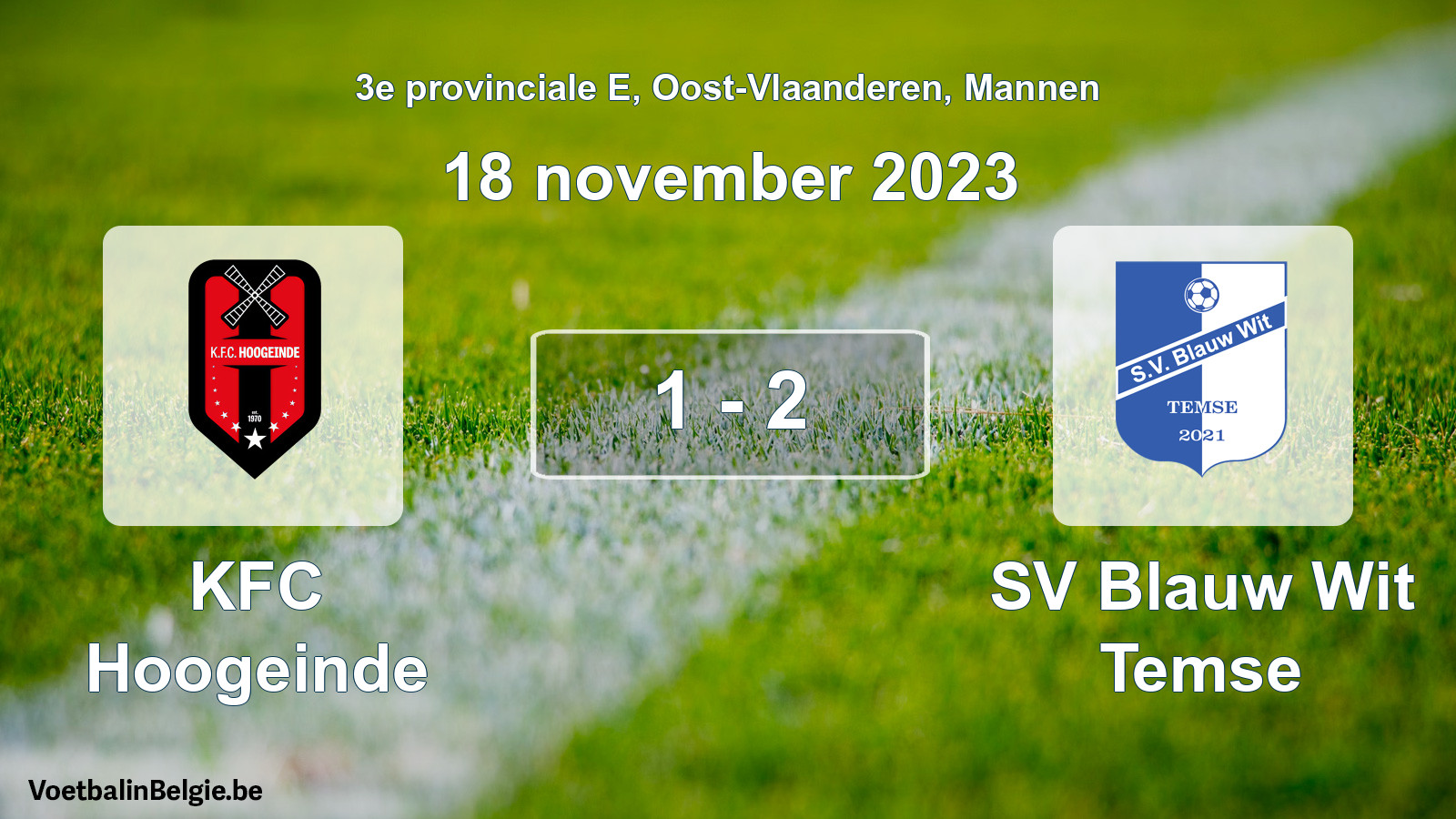 Played match men football: KFC Hoogeinde - SV Blauw Wit Temse 1 - 2 (18 November 2023)