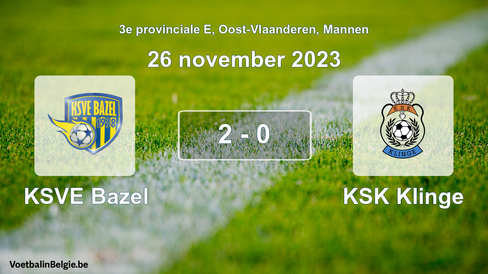 Gespeelde wedstrijd mannenvoetbal: KSVE Bazel - KSK Klinge 2 - 0 (26 november 2023)