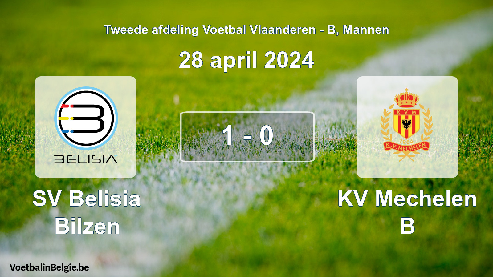 Gespeelde wedstrijd mannenvoetbal: SV Belisia Bilzen - KV Mechelen B 1 - 0 (28 april 2024)