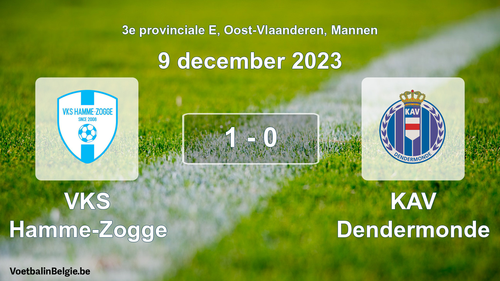 Gespeelde wedstrijd mannenvoetbal: VKS Hamme-Zogge - KAV Dendermonde 1 - 0 (9 december 2023)