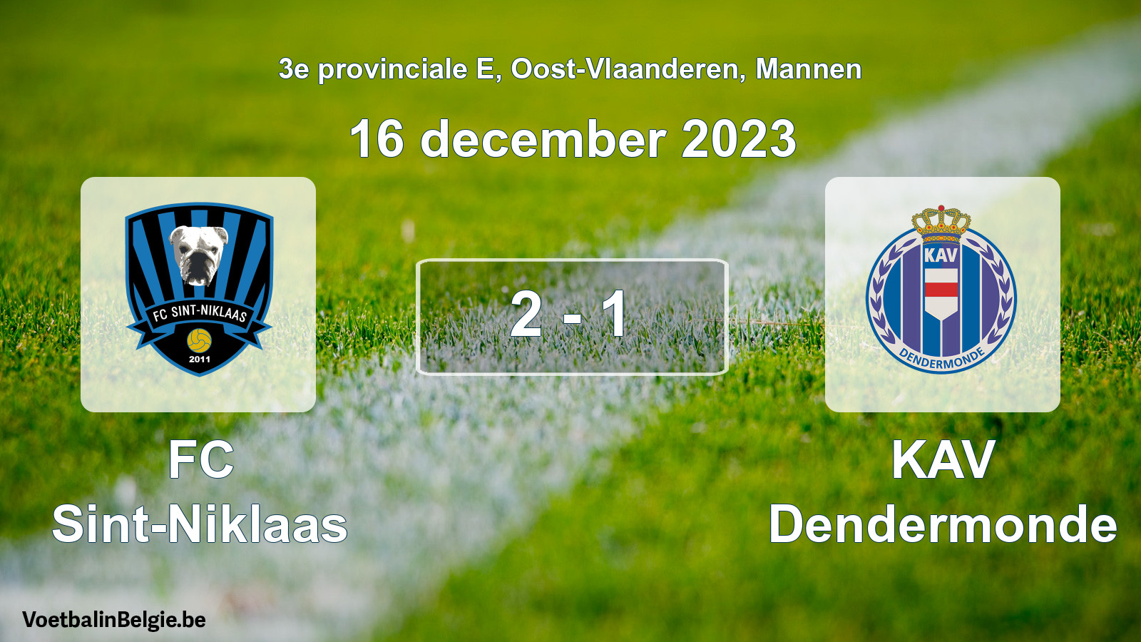 Gespeelde wedstrijd mannenvoetbal: FC Sint-Niklaas - KAV Dendermonde 2 - 1 (16 december 2023)