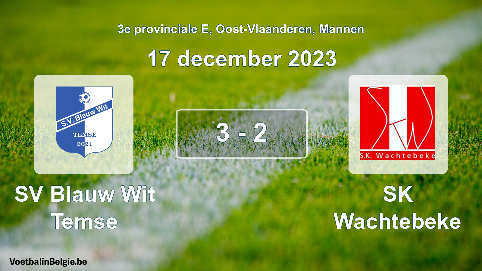Gespeelde wedstrijd mannenvoetbal: SV Blauw Wit Temse - SK Wachtebeke 3 - 2 (17 december 2023)