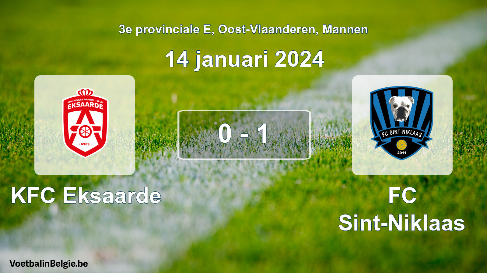 Gespeelde wedstrijd mannenvoetbal: KFC Eksaarde - FC Sint-Niklaas 0 - 1 (14 januari 2024)