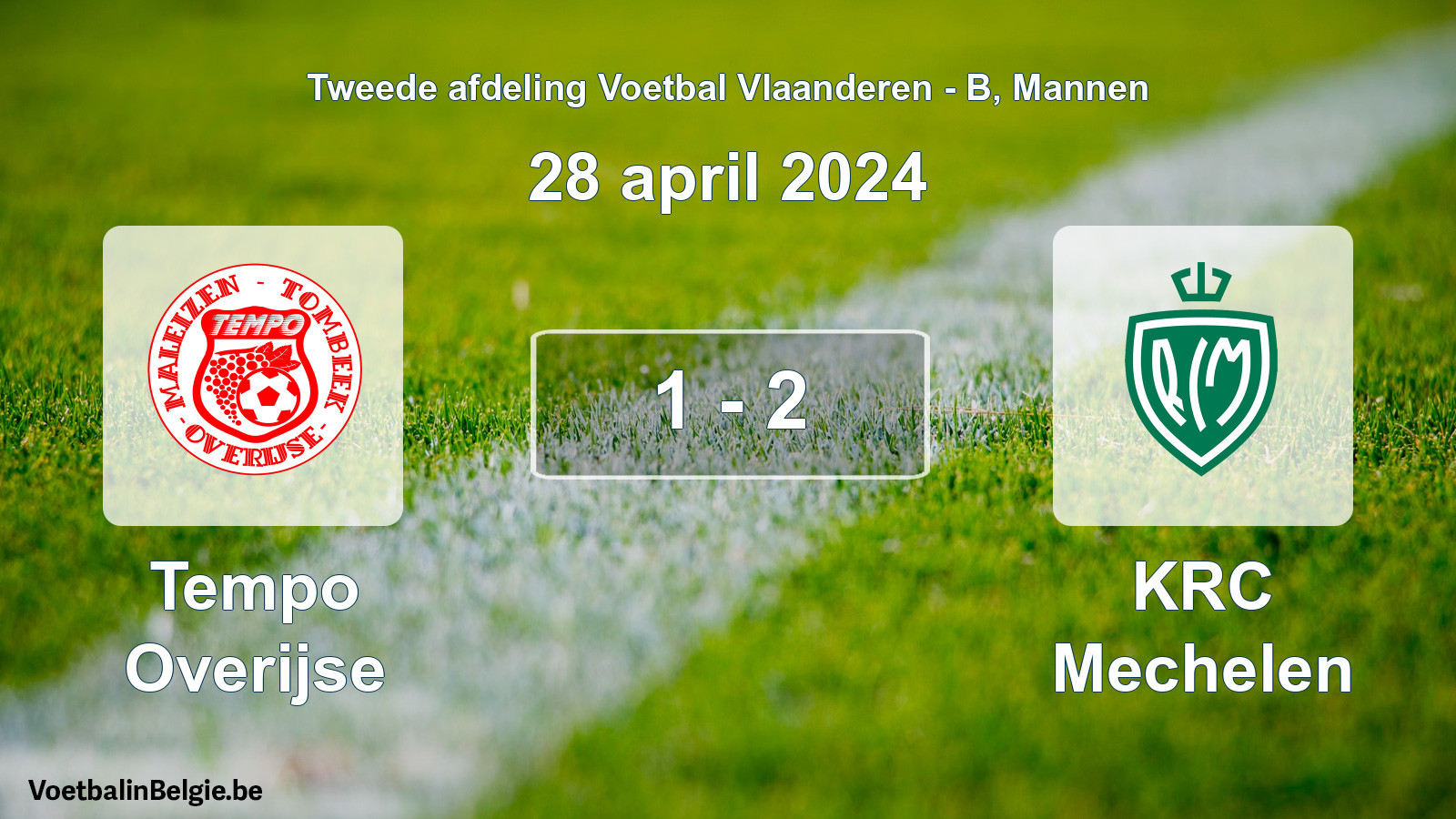 Gespeelde wedstrijd mannenvoetbal: Tempo Overijse - KRC Mechelen 1 - 2 (28 april 2024)