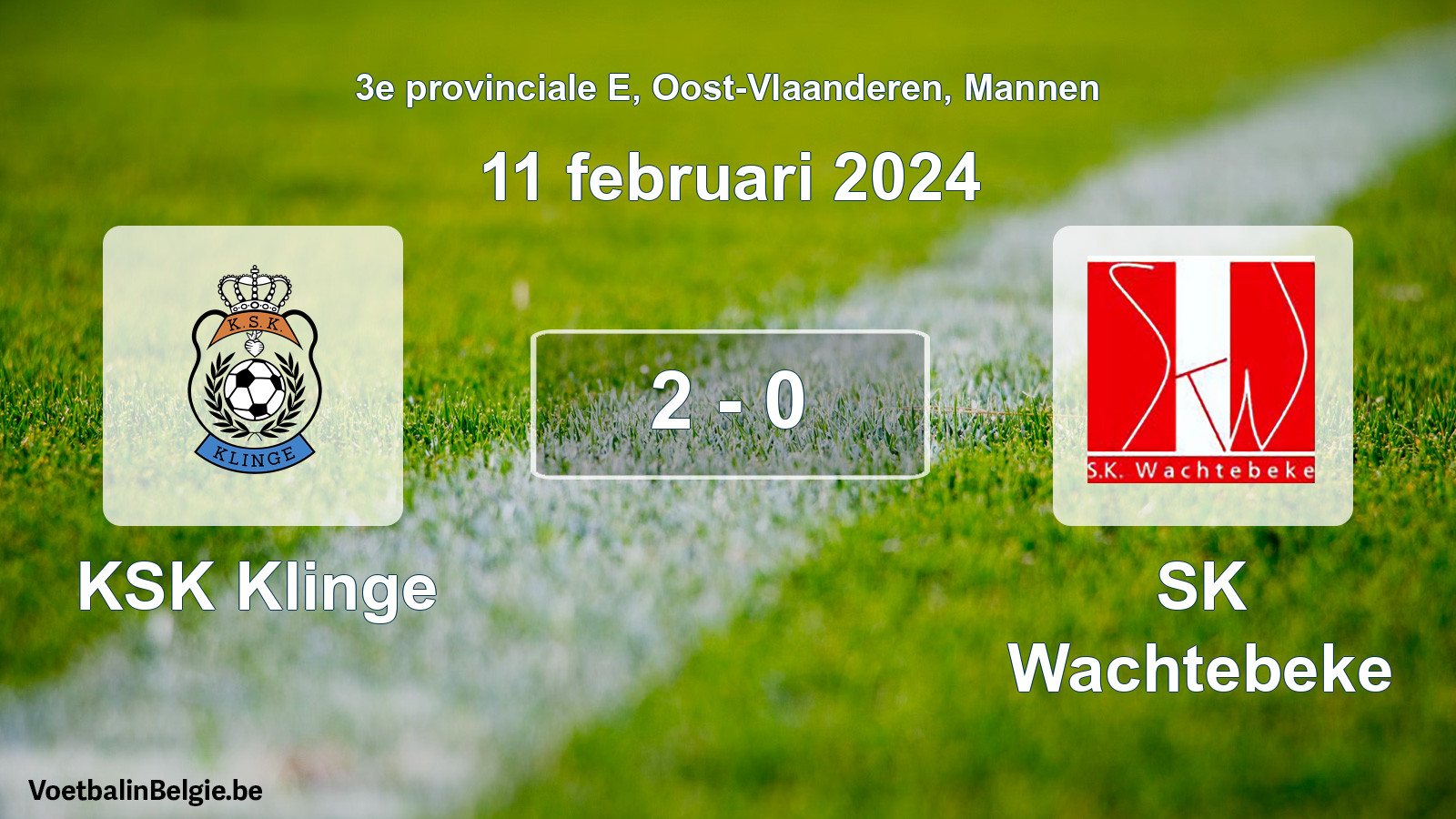 Gespeelde wedstrijd mannenvoetbal: KSK Klinge - SK Wachtebeke 2 - 0 (11 februari 2024)