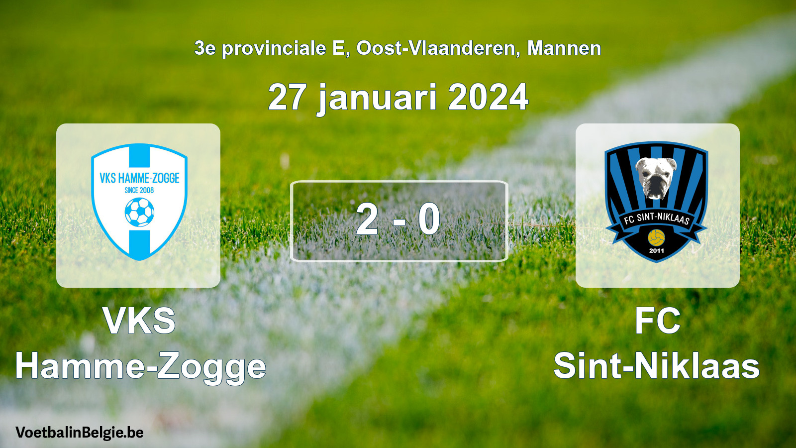 Gespeelde wedstrijd mannenvoetbal: VKS Hamme-Zogge - FC Sint-Niklaas 2 - 0 (27 januari 2024)