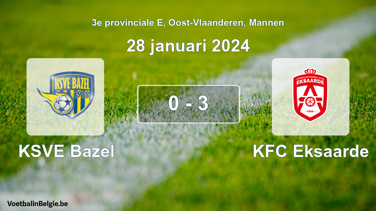 Gespeelde wedstrijd mannenvoetbal: KSVE Bazel - KFC Eksaarde 0 - 3 (28 januari 2024)