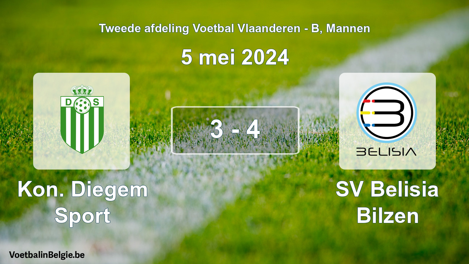 Gespeelde wedstrijd mannenvoetbal: Kon. Diegem Sport - SV Belisia Bilzen 3 - 4 (5 mei 2024)