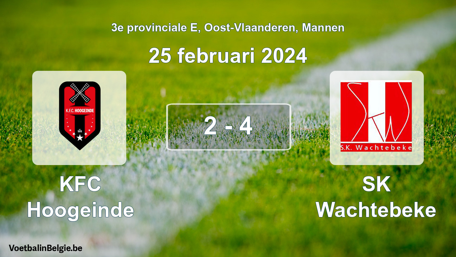 Gespeelde wedstrijd mannenvoetbal: KFC Hoogeinde - SK Wachtebeke 2 - 4 (25 februari 2024)