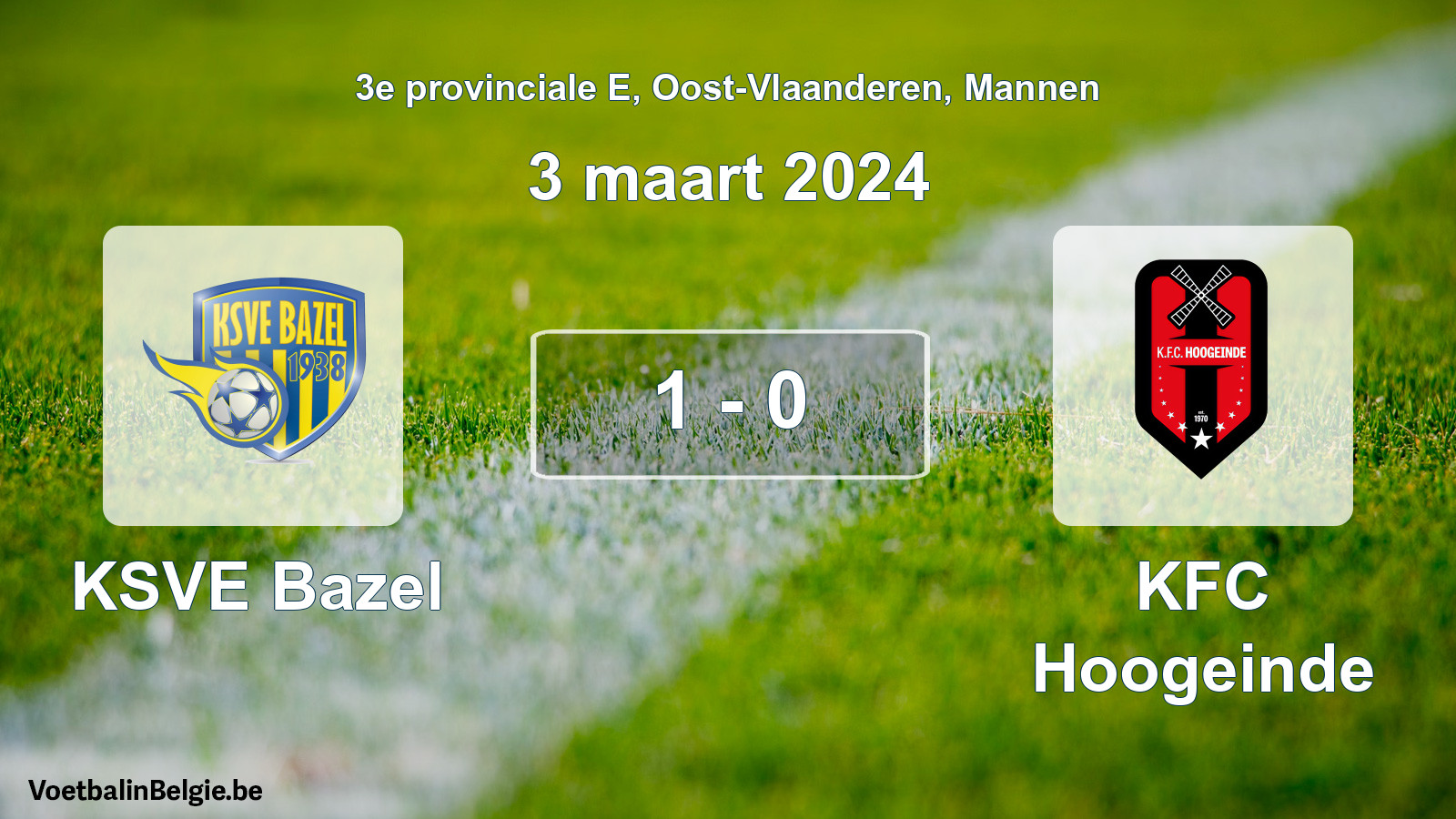 Gespeelde wedstrijd mannenvoetbal: KSVE Bazel - KFC Hoogeinde 1 - 0 (3 maart 2024)