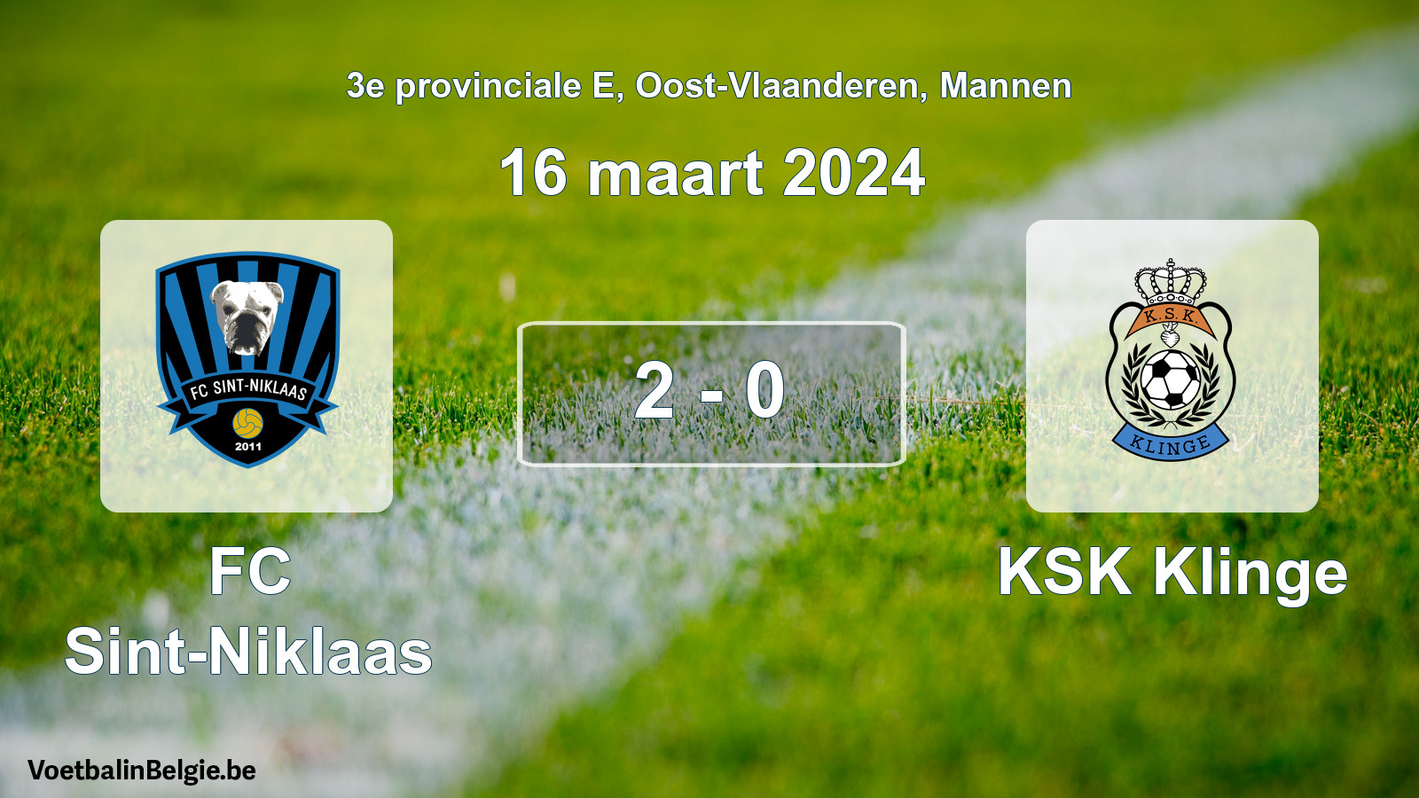 Gespeelde wedstrijd mannenvoetbal: FC Sint-Niklaas - KSK Klinge 2 - 0 (16 maart 2024)