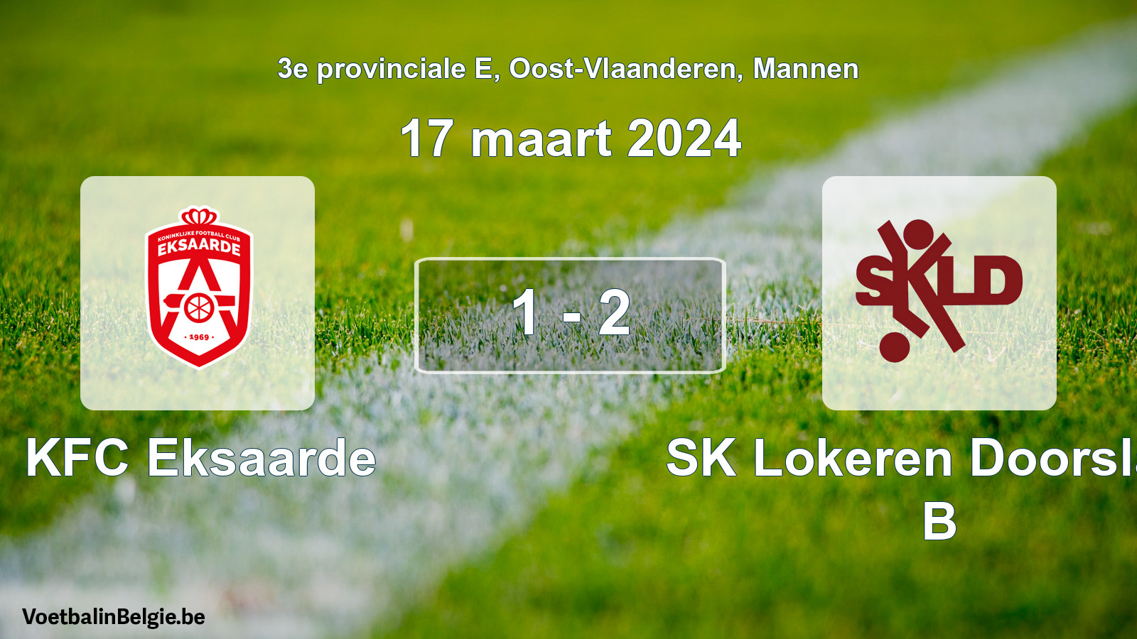 Gespeelde wedstrijd mannenvoetbal: KFC Eksaarde - SK Lokeren Doorslaar B 1 - 2 (17 maart 2024)