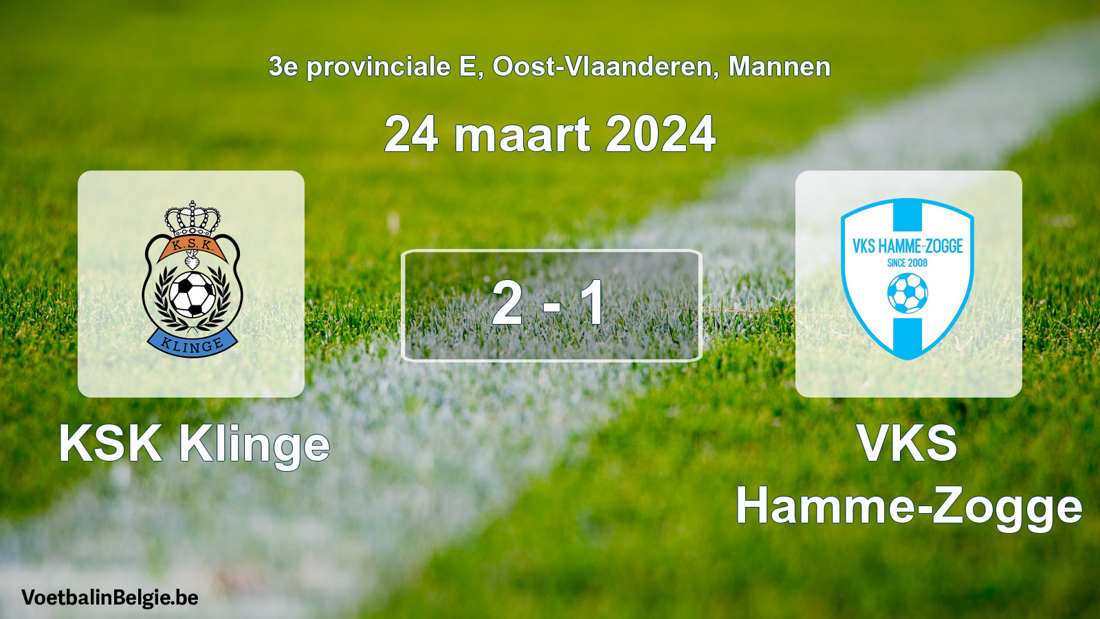 Played match men football: KSK Klinge - VKS Hamme-Zogge 2 - 1 (24 March 2024)