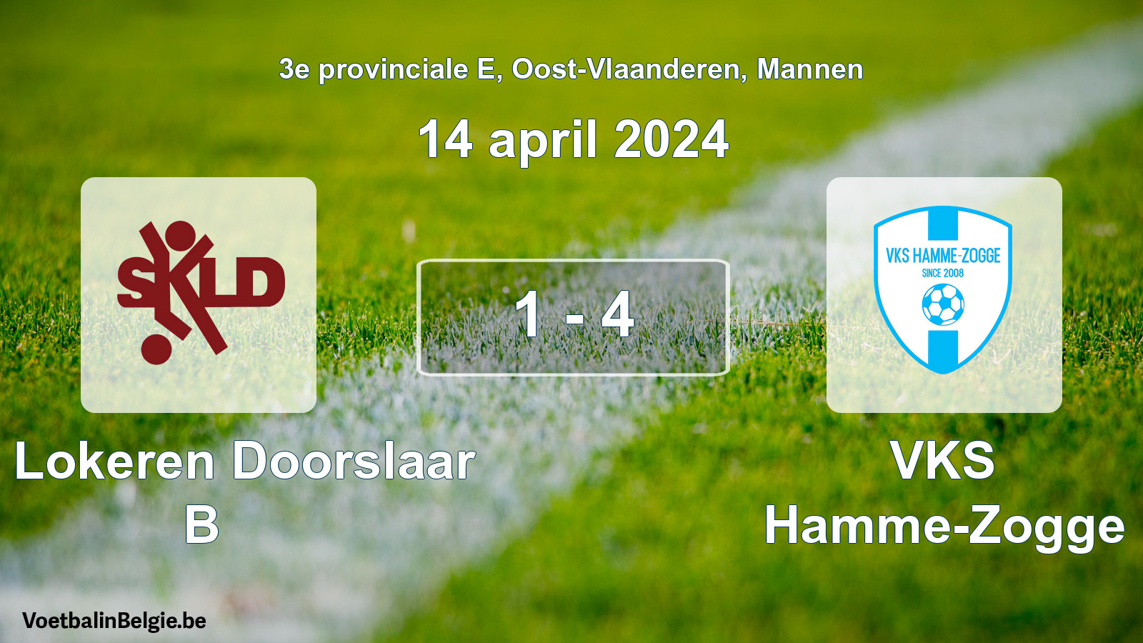 Gespeelde wedstrijd mannenvoetbal: SK Lokeren Doorslaar B - VKS Hamme-Zogge 1 - 4 (14 april 2024)
