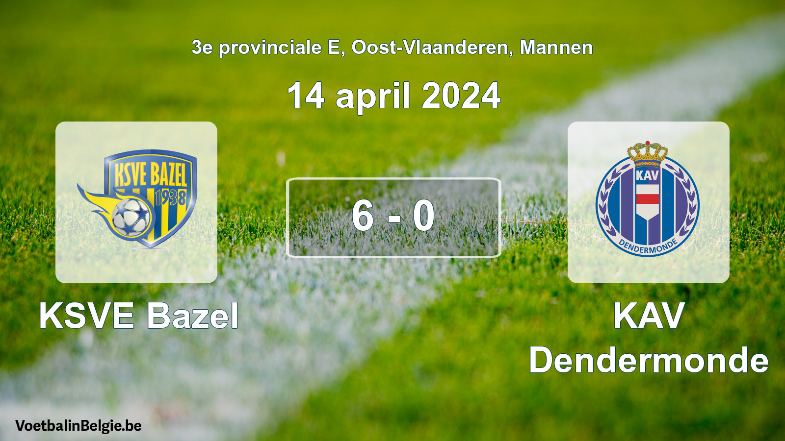 Gespeelde wedstrijd mannenvoetbal: KSVE Bazel - KAV Dendermonde 6 - 0 (14 april 2024)