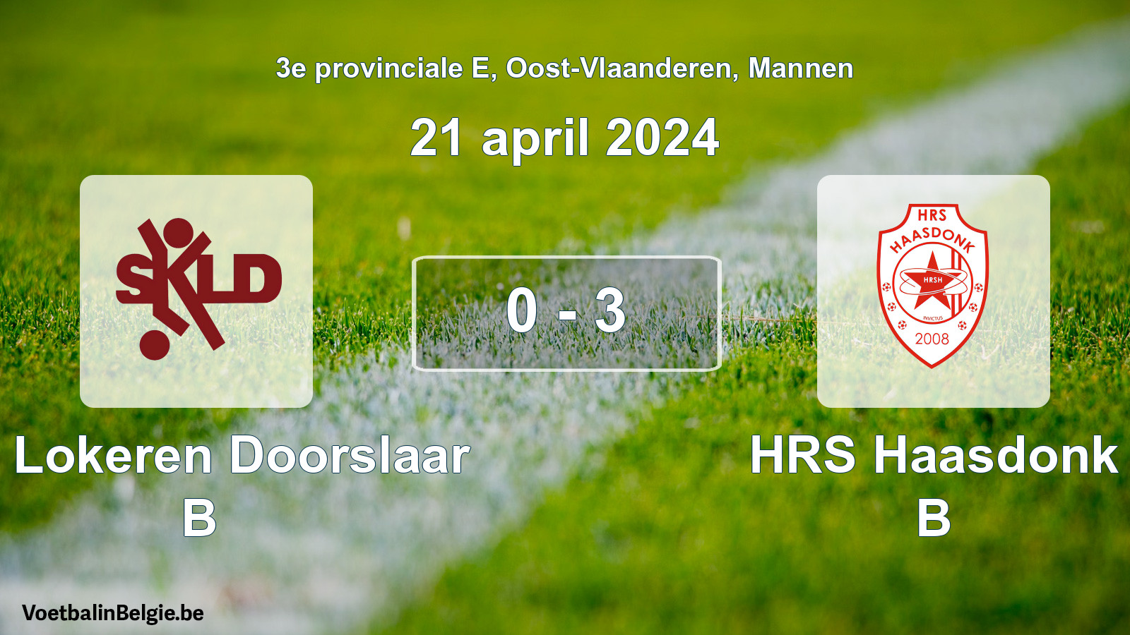Gespeelde wedstrijd mannenvoetbal: SK Lokeren Doorslaar B - HRS Haasdonk B 0 - 3 (21 april 2024)